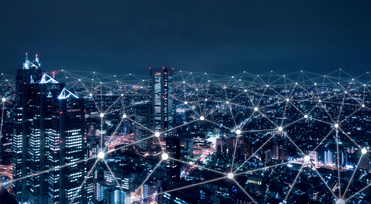 Spectrum honeycomb covering a city with mobile coverage
